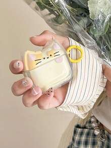 1套可爱粉色猫咪趣味动物表情猫耳耳机保护套，兼容苹果第四代、Pro 2/3蓝牙耳机软包 - 彩色 - 查看 7