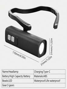 1000 lumens Lampe frontale à pince d'oreille à DEL avec capteur, phare frontal rechargeable haute luminosité étanche monté sur l'oreille, 3 modes d'éclairage, convient pour la pêche, la randonnée, la course, le cyclisme, la réparation, le camping, les activités extérieures et les urgences - noir - Voir 6