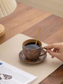 1 Set Small Capacity Minimalist Coffee Cups, Afternoon Tea Cups, Couple Cups, Ceramic Coffee Cups With Crackle Glaze, Home Breakfast Milk Cups, Hanging Ear Coffee Cups, Wine Glasses, Latte Art Cups, Espresso Cups, Ceramic Mugs, Crackle Glaze Ceramic Cups, Small Capacity - Multicolor - View 7