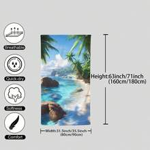 1 khăn tắm biển in hình cây dừa, mềm mại, thoải mái, nhẹ, thích hợp cho du lịch, bơi lội, lặn biển, lướt sóng, yoga, cắm trại và các phụ kiện bãi biển khác. - SSTJ10645 - Xem 3