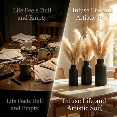 黑色花瓶，简约现代家居装饰，适用于餐桌、书架、门廊和餐桌摆设。木质风格，波西米亚风花盆/种植盆，简约装饰配件，适用于客厅和卧室、餐桌摆设，母亲节礼物，毕业礼物，婚礼装饰。