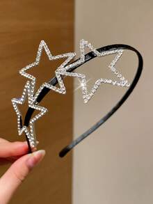 1件装女士时尚Y2K银色镂空星星水钻发箍，适合网红、日常佩戴、公主生日派对、送给女朋友的礼物，时尚单品！发箍/头饰/发圈 - 銀色 - 查看 3