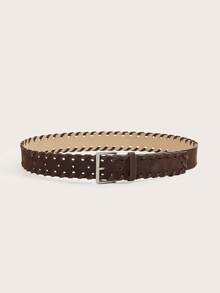 1 pieza Cinturón trenzado de cuerda de denim vintage con hebilla marrón para mujer - cinturón - Ver 2