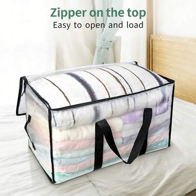 1pc Thick & Durable Fabric Storage Bag, Large Capacity For Bedding, Clothes & More. Versatile For Home Organization, Camping, Moving, Travel & Luggage. Sturdy Structure, Easy To Carry, Ideal Practical Choice For Home & Travel.