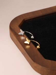 1件装蝴蝶鼻环，轻盈低过敏银色鼻/耳环，金色唇环，银色鼻环，316L不锈钢唇/耳夹，适合女性佩戴 - 蝴蝶型鼻釘 - 查看 5