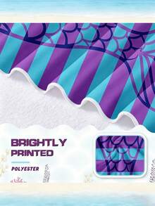 1pc/70cm*150cm Mermaid Tail Striped Beach Towel, Purple & Teal Scales Pattern Extra Large Beach Blanket, Soft Quick-Dry Non-Stick Sand Microfiber Beach Towel, Suitable For Vacation, Pool - Mermaid Tail - View 4