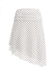 Women's Polka Dot Pattern Double-Layer Mesh Bodycon Straight Skirt, Fitted Beach Vacation Dress, Spring/Summer - Burgundy - View 4