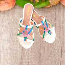 Sandália Rasteirinha Chinelo Tiras Trançadas Ramara Calçados - Multicolorido - Visão 3