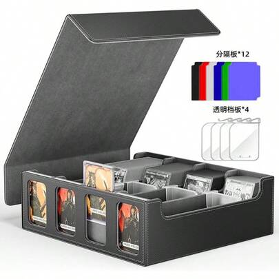 Giá đựng bài 4 mảnh, hộp lưu trữ bài sưu tầm chứa hơn 3.200 lá bài, với 24 vách ngăn màu, hộp đựng bài Commander có cửa sổ quan sát để chơi bài.