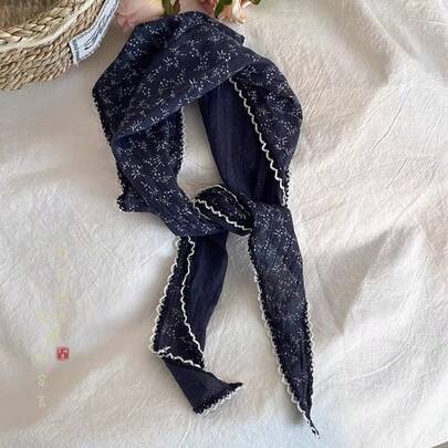 1条碎花三角头巾，女士波西米亚风百搭围巾，防晒配饰，发带，拍照道具，礼物