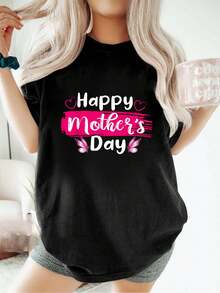 Camiseta para el Día de la Madre, feliz día de la madre, para mamá, con corazones y mariposas, holgada, informal, deportiva, de verano, con cuello redondo y manga corta, para mujer - Negro - Ver 6