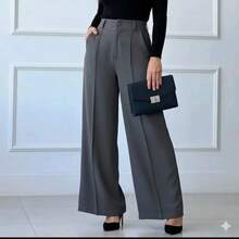 Women's Duna Wide-Leg Pants With Premium Fabric Lining. - 灰色 - 查看 1