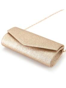 【经典必备】香槟金信封手拿包 | 闪亮设计奢华手提包 | 限时玫瑰金链条包 | 新娘及伴娘奢华晚宴手拿包 - 香檳色 - 查看 6