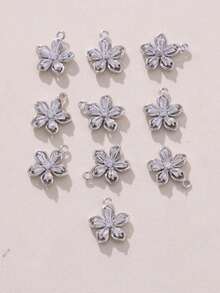 1件/3件/10件装 DIY花朵微镶锆石首饰配件吊坠，精致百搭，可制作成耳环、项链、手链、首饰等。 - DIY花朵吊墜 - 查看 12