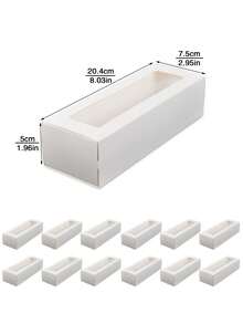 5个/10个/20个装长方形开窗马卡龙盒、面包盒、甜点盒、甜甜圈盒、巧克力盒、糖果包装盒、糕点礼盒，适用于节日和派对 - 查看 5