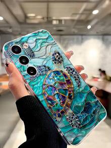 1个时尚彩色海龟游泳手机壳，柔软保护套，兼容华为荣耀、三星Galaxy A04e/12/A13/A14/A34/A50/A52/A53/A54/S21/S22/S23/S24/S25/S25Ultra/S25FE/S26/S26 Plus/S26 Ultra/S26 Edge、6A/7A/8A、12T/13T/15T/15T Pro - 無色 - 查看 6