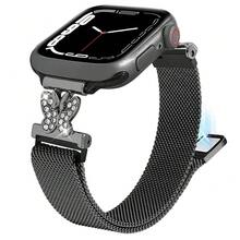 1pc Butterfly & Bee Shaped Magnetic Clasp Band, Fits 1-9 Series & SE, 38mm-49mm Compatible, Fashion Design With Texture, Pink/Gold/Silver, Stylish Strap, Magnetic Closure Safety & Elegant - Black - View 5