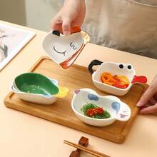 可爱的动物造型餐盘，动物图案为用餐增添乐趣，可用作小零食盘、调味碟，适合日常使用和送礼。 - 彩色 - 查看 6