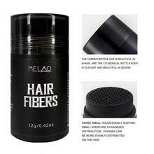 MELAO 增发纤维，12克/0.42盎司，3种自然色号（中棕色、自然黑色、深棕色），可瞬间增厚发根，遮盖秃顶和稀疏区域，打造自然妆效，防水。 - 彩色 - 查看 4