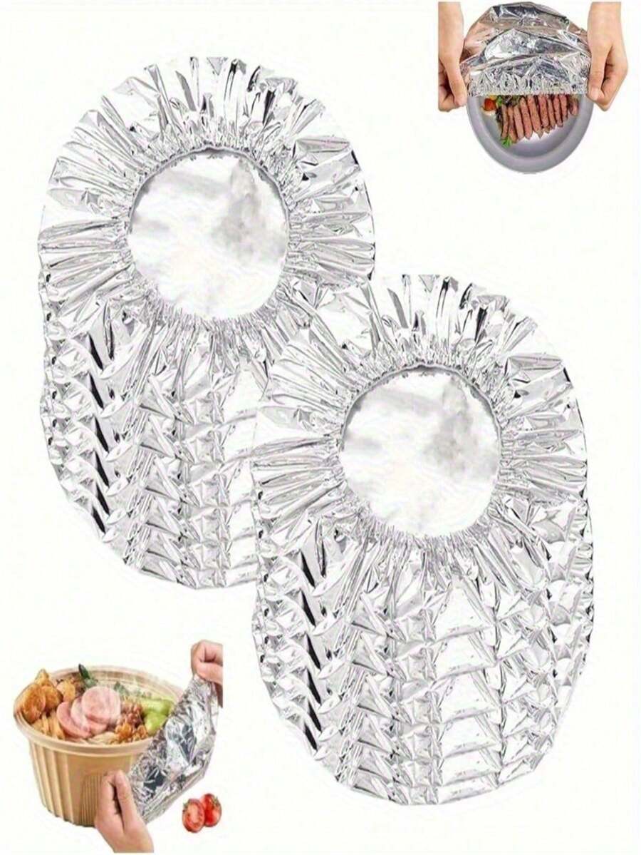 1/10/30/50/100 buc Huse reutilizabile din folie de aluminiu pentru conservarea alimentelor - rezistente la căldură și izolante, potrivire reglabilă pentru boluri și farfurii, perfecte pentru depozitarea în bucătărie și utilizarea la masă, Huse pentru conservarea alimentelor, Huse decorative pentru alimente, Huse din plastic, Depozitarea huselor pentru alimente