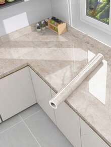 White Marble Self-Adhesive Kitchen Anti-Oil Sticker, Heat-Resistant Kitchen Wall Sticker For Countertop, Cabinet, Tile Renovation - Multicolor - View 12