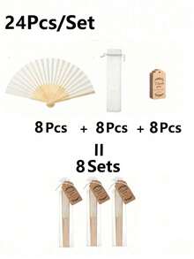 3/15/30件套优雅白色折扇，包含感谢卡和礼品袋，新娘竹扇，单身派对婚礼新娘礼物，伴娘竹扇，单身派对拍照道具，伴娘礼物和婚礼装饰，非常适合派对和活动，夏季配饰，女士折扇 - 彩色 - 查看 16