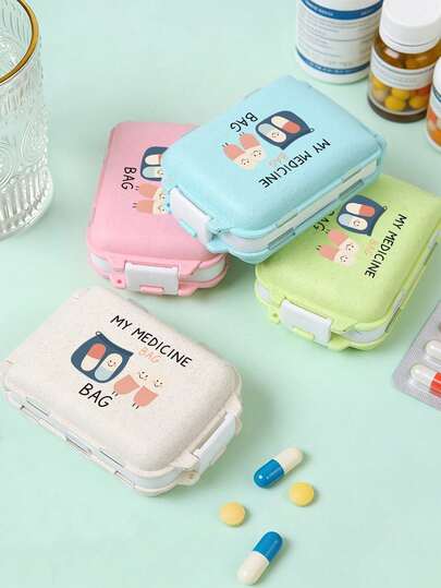 1pc Portable Mini Pill Box With "My Medicine Bag" And Pill Pattern,Travel Medicine Dispenser, Foldable Three-Layer Eight-Compartment Large Capacity Pillbox, Travel Mini Pill Case, Waterproof Moisture-Proof Pill Storage Container,Must - Have Medical Accessory,Back-To-School Essentials,Daily Healthcare Organizer,Suitable For Storing Medication And Other Small Itemsl,For Daily/Outdoor/Travel,Essential For Health - Conscious & On - The - Go Users