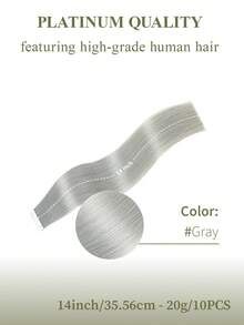 DNE HAIR 10片装100%真人发隐形无痕接发片，14-22英寸灰色直发，丝滑柔顺，发尾浓密，适合细软发质，沙龙及日常使用皆宜，适合所有女性和女孩。 - SGray - 查看 15