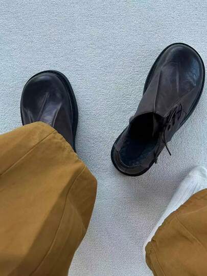 男士圆头德比鞋，褶裥鞋面系带正装鞋，休闲英伦复古风乐福鞋，婚鞋