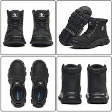 Steel Toe Boots Lightweight Comfortable Fashion Safety Boots Composite Toe Industrial Construction Work Shoes Men - Black - View 2