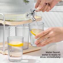 1pc New Luxury Double-Layer Cold Water Dispenser Stand, Desktop Juice/Beverage Organizer Rack With Faucet, Drink Chiller Bucket, Beverage Dispenser - Beige - View 3