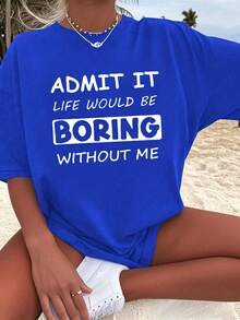 1 Pack Girls Casual Printed Crew Neck Short Sleeve T-Shirt Summer Student Youth Clothing - 藍色 - 查看 2