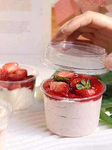 10/30/50个装可重复使用蛋糕杯(带盖),冷萃酸奶杯,椰子布丁杯,燕麦片杯(带盖),防震甜点杯,耐用防裂酸奶杯,奶油蛋糕盒,透明甜点杯,透明蛋糕盒,适用于水果蛋糕、慕斯和冰淇淋,水果碗,慕斯容器,时尚餐具,现代甜点用具,轻便杯子,耐用塑料,甜点容器,家庭烘焙,餐饮服务 - 透明 - 查看 8