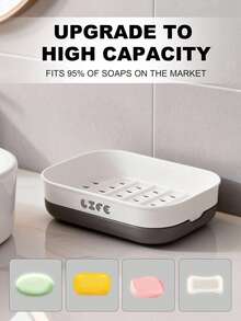 Bathroom Accessories Set, Soap Dish Toothbrush Holders Bathroom Accessories Set, Soap Dish For Shower, Toothbrush Cup, Storage Basket Perfect For Dispenser, Scrubber, Bottle, Cup, Bathroom Trash Can, Bathroom Countertop Accessories Storage, Household Essentials For New Home - Màu trắng (Có thùng rác) - Xem 2