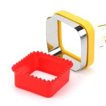 1pc Stainless Steel Sandwich Cutter Mold, Sandwich Bread Mold, Toast Cookie Cutter, Fruit & Vegetable Slicing Knife, Embossing Mold Set - Blue+Yellow - View 6