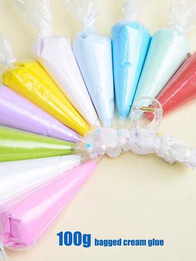 Bộ nguyên liệu gel kem thủ công 100g, tự làm ốp điện thoại, hộp văn phòng phẩm, phụ kiện nhựa epoxy pha lê (bao gồm 1 vòi phun hoa)
