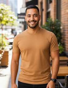 Premium Basic T-Shirts Made Of Peruvian Fabric With Smooth Elastane, Slim Fit And Traditional Design. - 駝色 - 查看 7