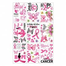 Conjunto de 9 adesivos de janela com laço rosa para conscientização sobre o câncer de mama, com borboleta da esperança, adesivos estáticos removíveis para janelas de vidro, para casa, escritório, escola, decoração para o mês de outubro. - 9Pcs - Ver 5