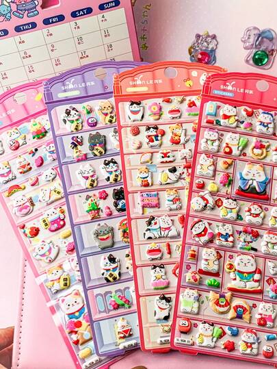 Cute & Fun! 3D Cat Theme Embossed Stickers, Kawaii Jelly Resin Decorative Stickers Suitable For Stationery DIY Crafts, Adorable Party Favors For Girls. Home Room Decor, Party Decorations, Birthday Gifts, Various Holiday Gifts, Fashionable Items. DIY. This Is A Gift For Friends Or Partners. Graduation Ceremony - Opening Ceremony. Back To School Gift - Graduation Gift. Valentine's Day Gift. Decorative Stickers, Essentials For The New School Year. Party Favors.