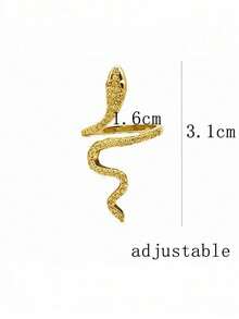 时尚蛇形可调节戒指，镶嵌闪亮水钻，设计独特，简约奢华，百搭个性开口戒指 - 如圖 - 查看 7