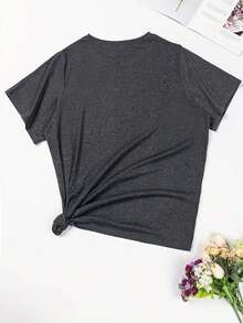 Plus Size M-5XL,Reading Rainbow Pattern T-Shirt, With Book Design, Casual Everyday Top, Playful Design, Spring And Summer Fashion Top - 灰色 - 查看 2