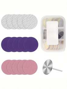 1set/61PC Nail Buffing Discs With Metal Nail Drill Bits. This Foot File Includes #80, #180, And #240 Replacement Discs For Smoothing Feet, Removing Dead Skin, And Filing Calluses. - Multicolor - View 7