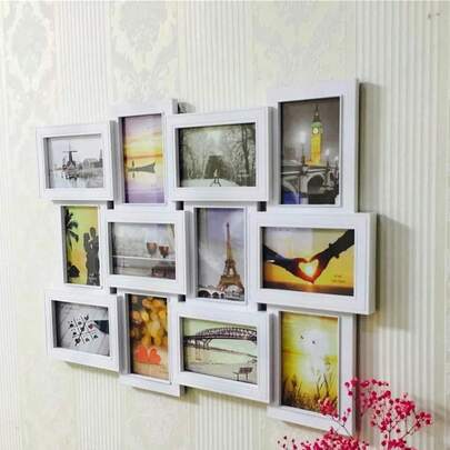 Multi Picture Frame Collage 12 Aperture Photo Frames Holds 6''x4'' Photos Wall Hanging Home Decor UK New Black