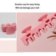 Estante de pared de silicona para brochas de maquillaje, azul, grande, 2 estantes, multifuncional, suave y delicado, con ventosas autoadhesivas, para cosméticos y artículos pequeños - Multicolor - Ver 5