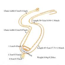 2Pcs/Set New Fashion Block Initial Oval Carabiner Lock Pendant Golden Stainless Steel Chain Layered Choker Necklaces For Women - Yellow Gold - View 2