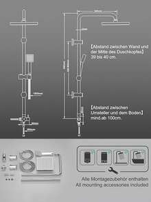 YAOPENG Stainless Steel Bathroom Showerhead Set Without Tap, Rainfall Shower System, Plated Shower Set With ABS Head, 20x20 Cm Shower Head Set - Multicolor - View 4