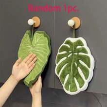 2 piezas Toallas de cocina/baño con forma de hoja, con diseño de gancho colgante, hechas de material absorbente. Adecuado para baño, comedor y cocina. Regalo ideal para amigos, familiares o parejas en ocasiones como Halloween y Navidad. - Multicolor - Ver 10