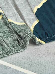 1pc Stretch Full Cover Sofa Slipcover, Geometric Pattern, Modern Style Polyester Fabric, Machine Washable, Protects Sofa, Dust & Dirt Resistant - Light Grey - View 5