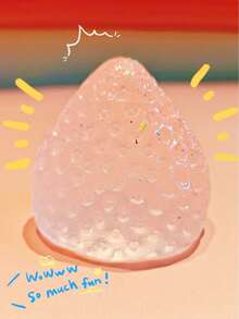 1pc Large Pink Sensory Vibrating Strawberry, Handmade To Help Relieve Stress. DIY New Transparent Pink Strawberry Cream Decor, Suitable For Easter Basket Filler, Party Favor, Valentine's Day Gift (Random Color) - Multicolor - View 7