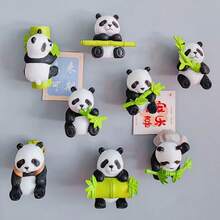 4pcs/8pcs Cartoon Panda Model, Cute Panda Micro Landscape Decor, Computer/TV Display Animal Decoration, Car Navigation Screen Decor, Bamboo Panda Plush Doll, Suitable For Birthday Gift Bag, Party Filler, Classroom Reward And Carnival Prize - Multicolor - View 3